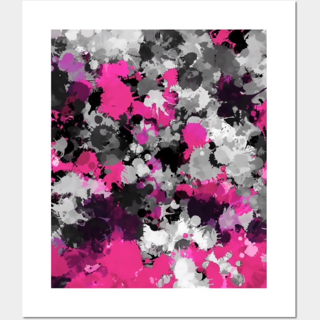 Pink and Grey Paint Splatter Wall Art by BigTexFunkadelic